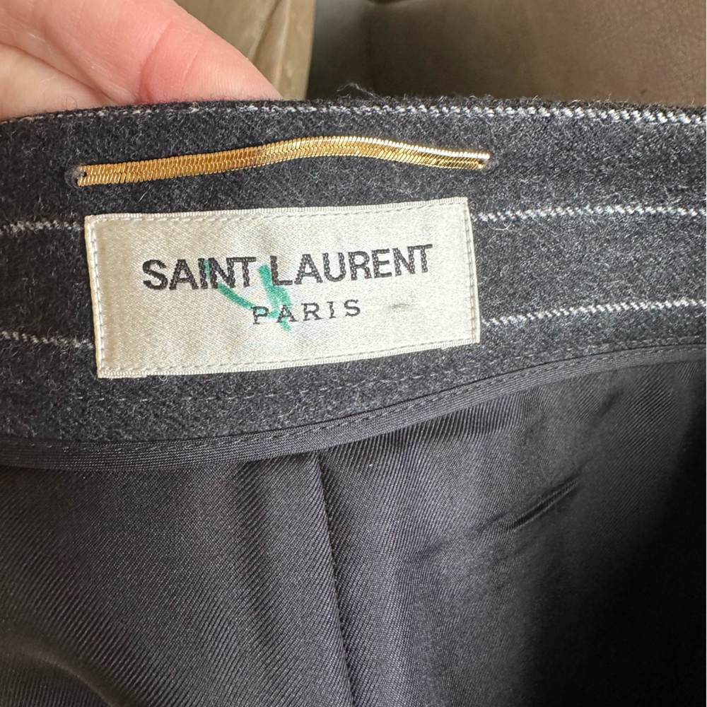 Saint Laurent Paris 2016 Pinstripe Virgin Wool Midi Culottes Pant Black F42 US10 - Picture 8 of 10